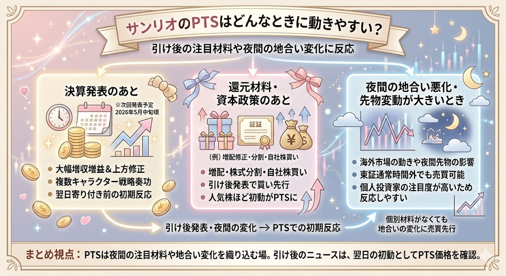 サンリオのPTSはどんなときに動きやすい？