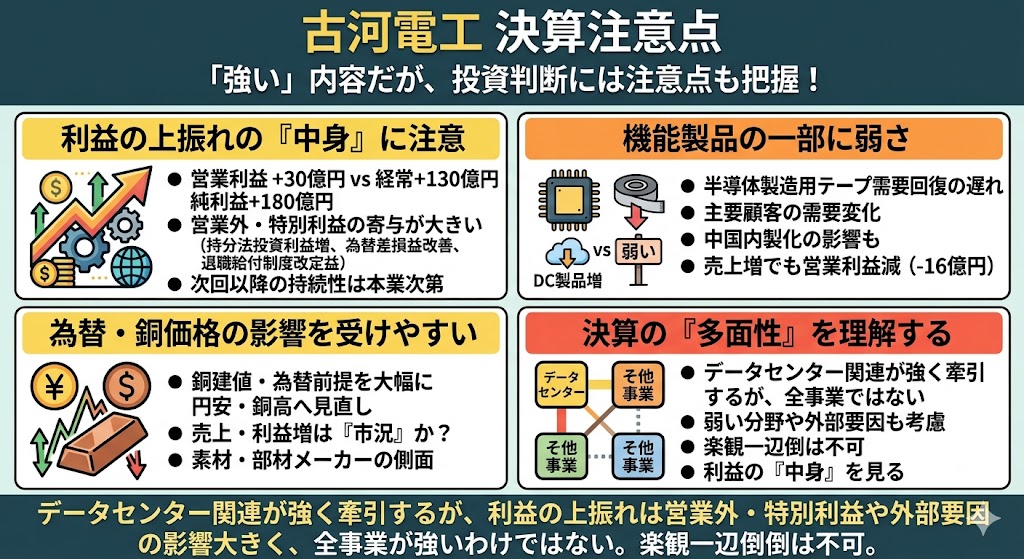 古河電工の決算で注意したいポイント