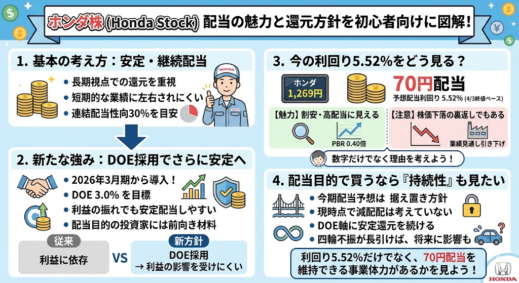 ホンダ株の配当は魅力ある?還元方針を確認