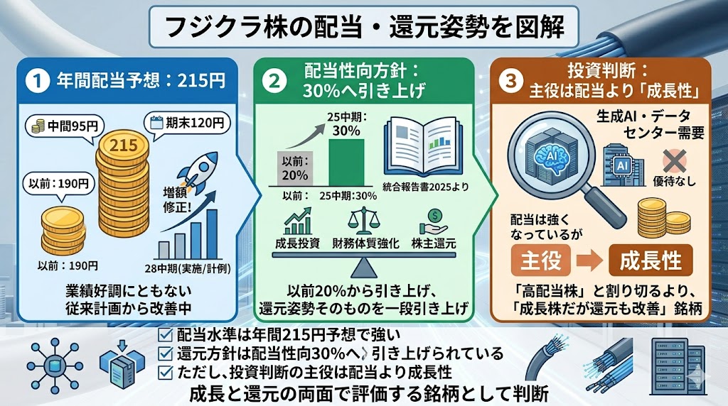 フジクラ株の配当は魅力的?還元姿勢を確認