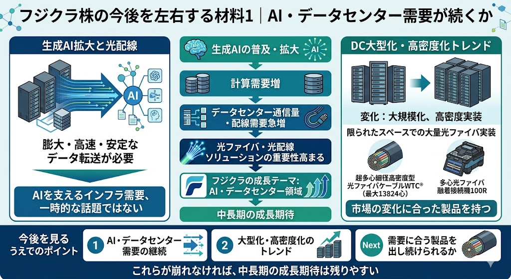 フジクラ株の今後を左右する材料1｜AI・データセンター需要が続くか