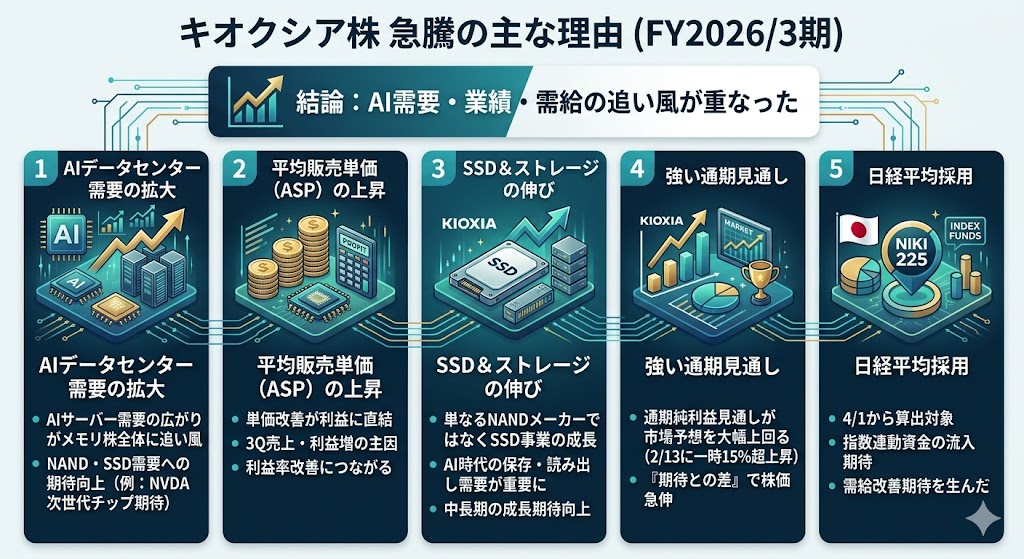 キオクシア株が急騰した主な理由