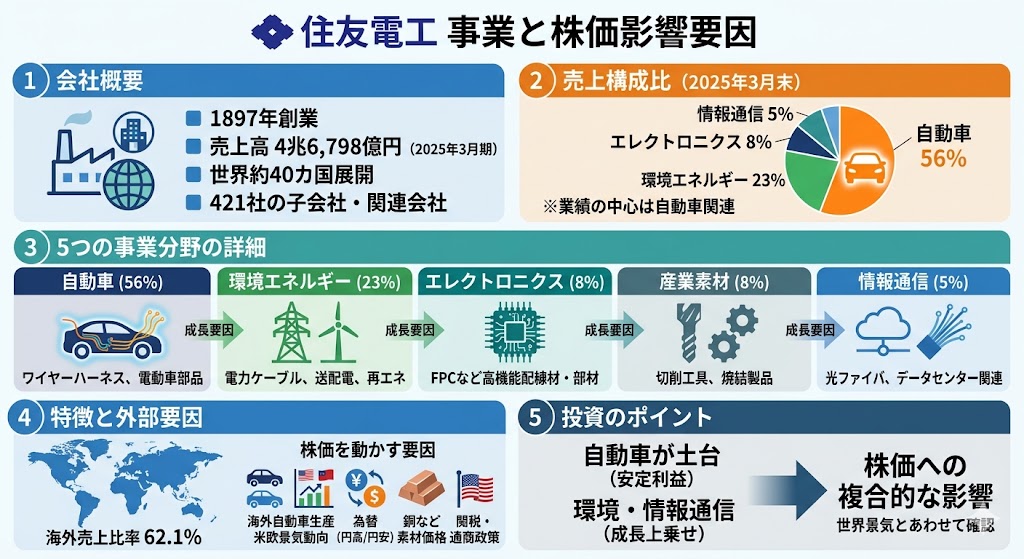 住友電工はどんな会社?株価を見る前に事業の柱を確認