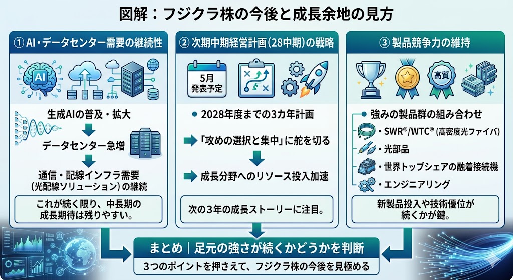 フジクラ株の今後はどうなる?成長余地をどう見るか
