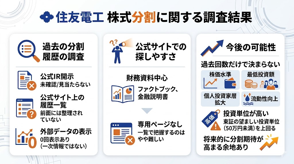 住友電工は過去に株式分割をしたことがある?