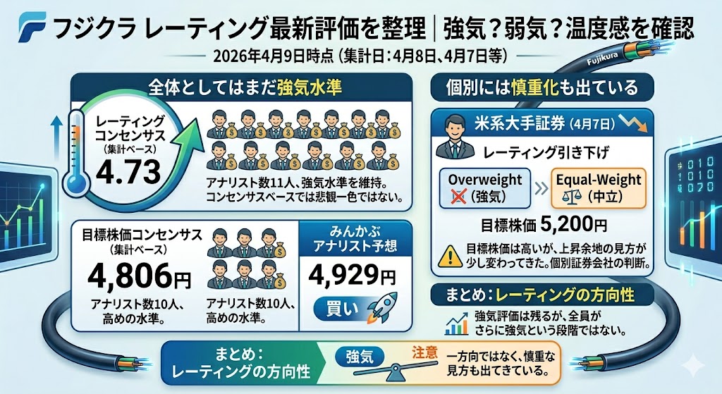 フジクラのレーティングは強気？弱気？最新評価を整理