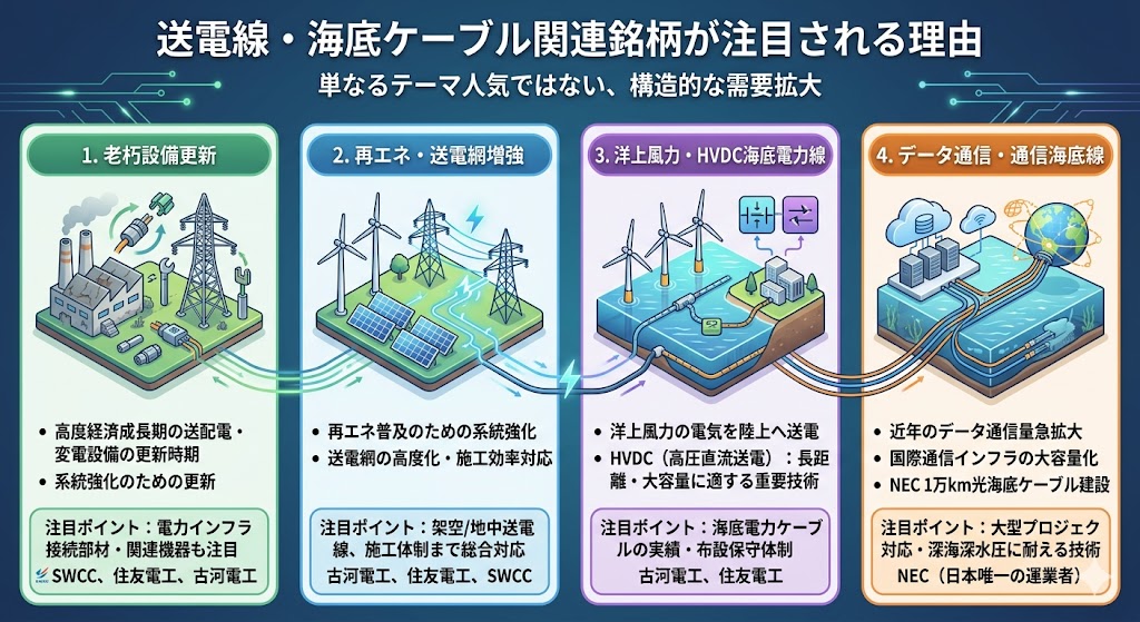 送電線・海底ケーブル関連銘柄が注目される理由