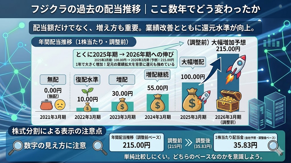 フジクラの過去の配当推移は?ここ数年でどう変わったか