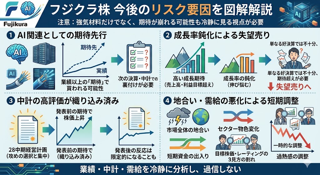 フジクラ株の今後を考えるうえで注意したいリスク