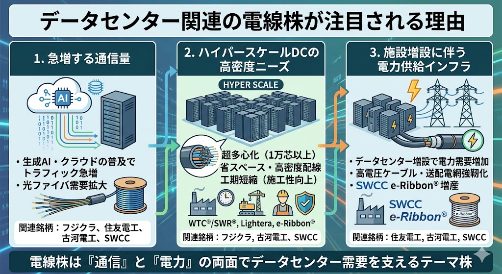 データセンター関連の電線株が注目される理由