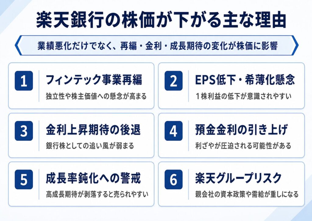 楽天銀行の株価が下がる主な理由