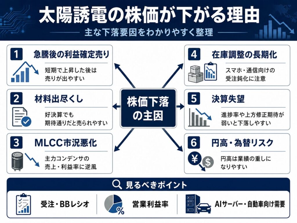太陽誘電の株価が下がる理由は?