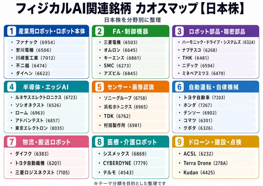 日本株のフィジカルAI関連銘柄