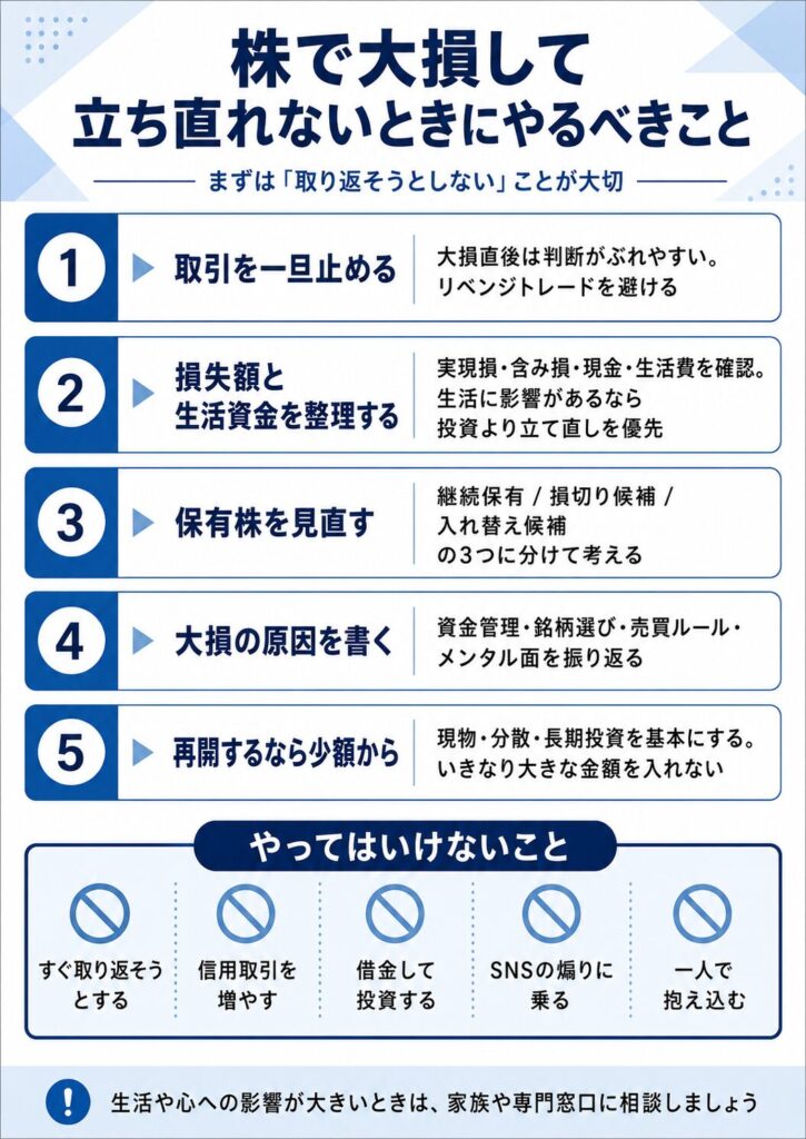 株で大損して立ち直れないときにやるべきこと