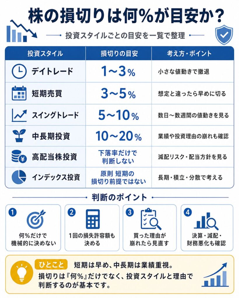 株の損切りは何パーセントが目安？