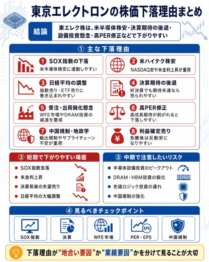 東京エレクトロンの株価はなぜ下がる?