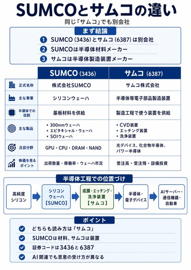SUMCOとサムコの違い