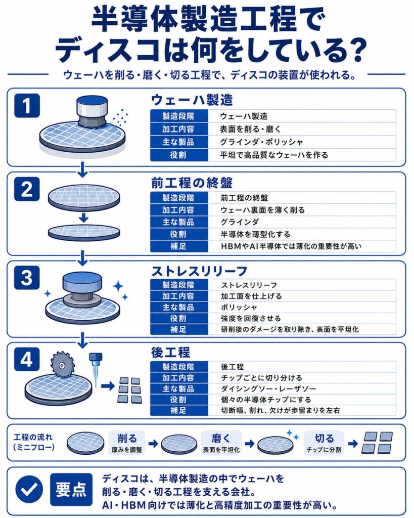 半導体製造工程でディスコは何をしている？