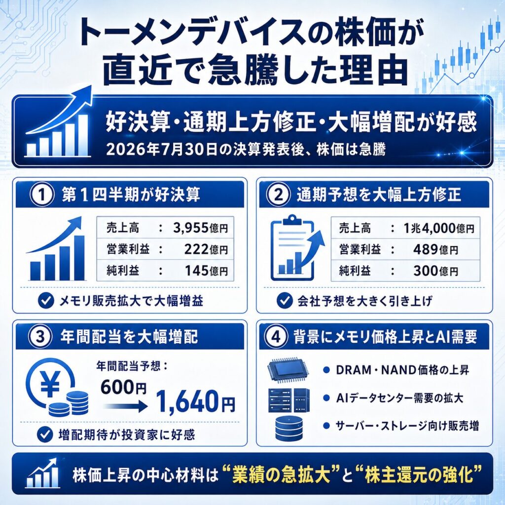 トーメンデバイスの株価が直近で急騰した理由