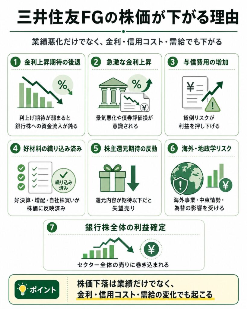 三井住友FGの株価が下がる理由のまとめ
