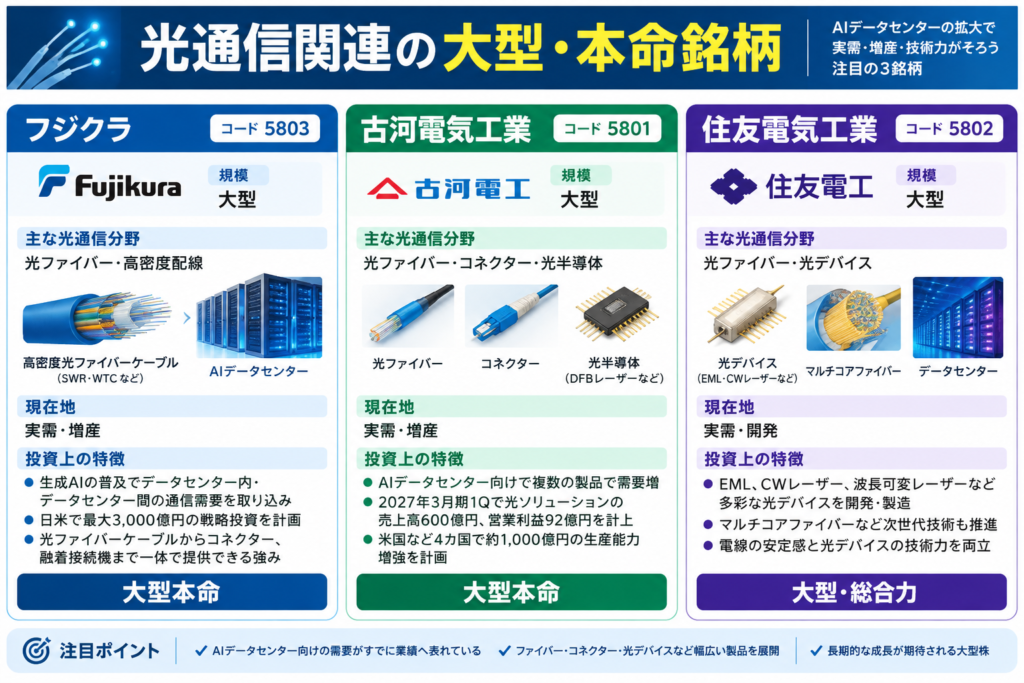 光通信関連の大型・本命銘柄