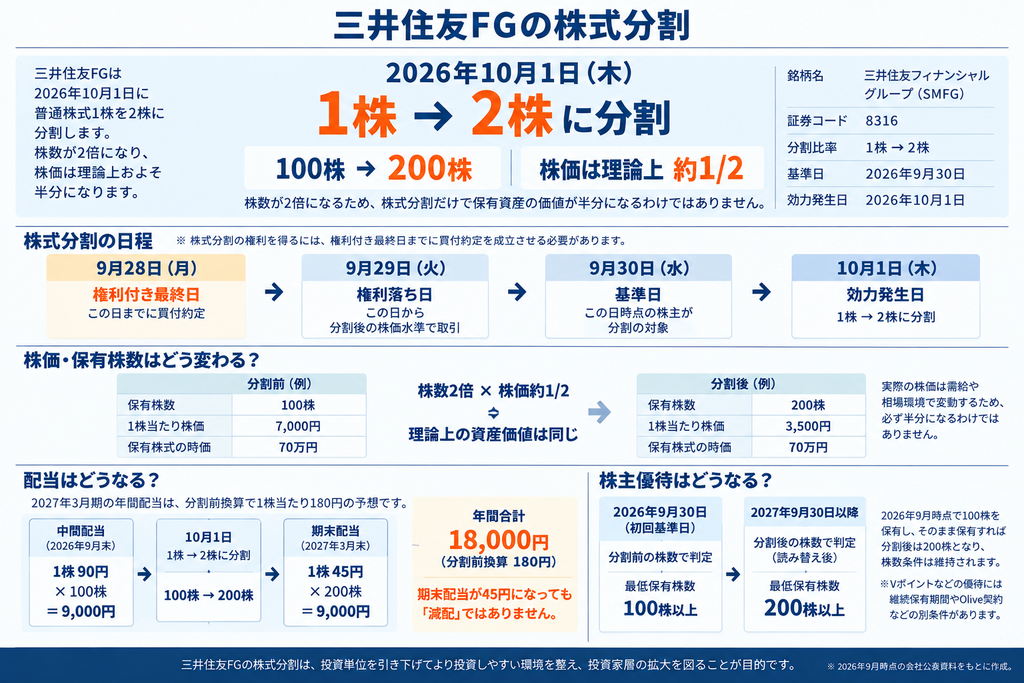 三井住友FGの株式分割はいつ？