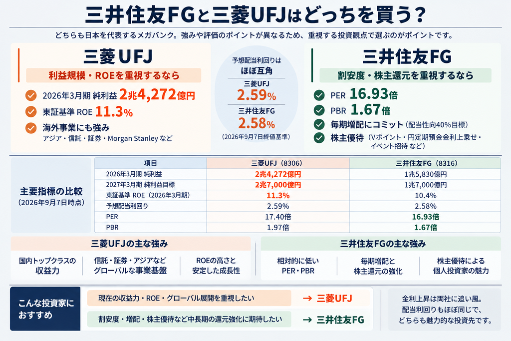 三井住友FGと三菱UFJはどっちを買うのがおすすめ?